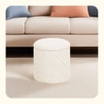 thumbnail image 2 of Ottomane de Rangement avec Plateau Ronde en Forme Torsadée en Bouclé Repose-Pieds Amovible Table Basse pour Salon, Chambre, Dortoir, Blanc 33x33x35 cm, 2 of 11