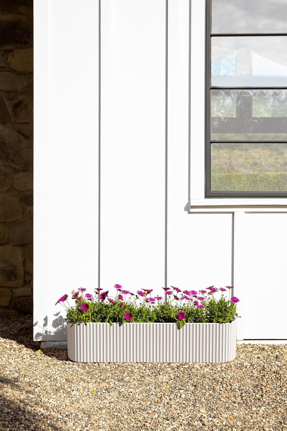 FeGeMax  Demi Series Window Box Planter - Long Planter Box for Windowsill/Balcony | Durable Plastic-Stone Composite Material | Modern Décor for Flowers/Herbs