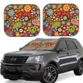 thumbnail image 1 of Balery Hippie Peace Love Parasol para parabrisas de coche de 2 piezas | Parasol plegable para parabrisas delantero de coche para la mayoría de sedanes-Large, 1 of 6