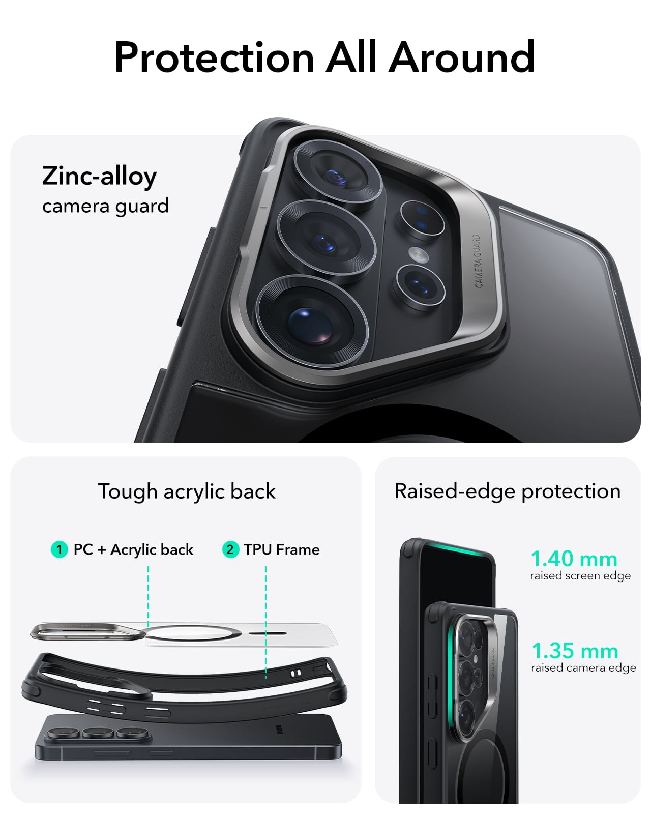 ESR Magnetic Case with Stash Stand Compatible with Samsung Galaxy S26 Ultra, Military-Grade Protection & MagSafe Compatible, Scratch-Resistant, Clear Black