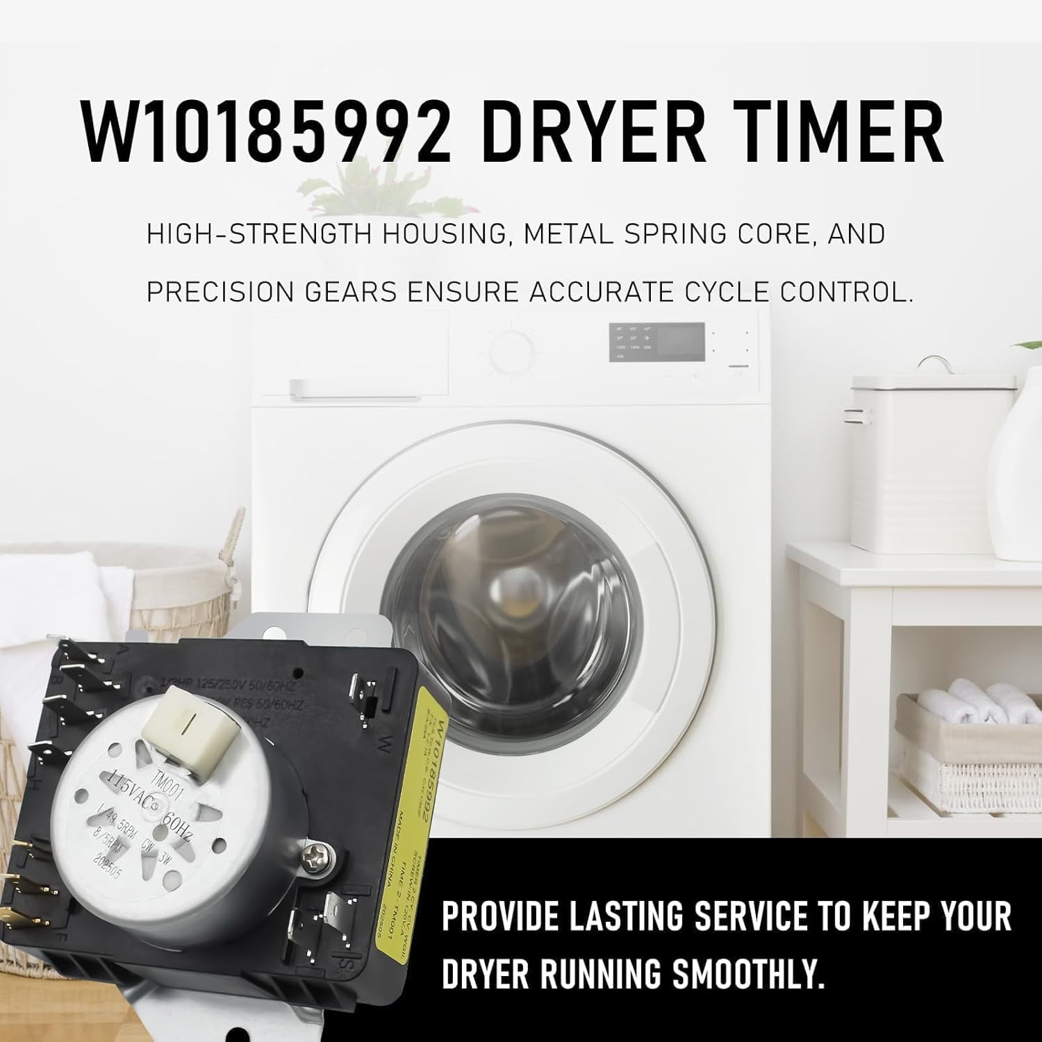 WPW10185992 W10185992 Dryer Timer Replacement 115V 60HZ Compatible With Whirlpool Maytag Kenmore Crosley Dryer Timer Replaces MEDC465HW0 WED5000DW2 WGD5000DW3 MGDC465HW0 WGD4850BW2 418-095-20-B5