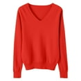 thumbnail image 2 of Royisotas Sweaters for Women Red Pullover Crewneck Long Sleeve Knit Solid Color Womens Sweater Tops, 2 of 6