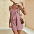 thumbnail image 4 of Ediodpoh Women's Tie Shoulder Overall Shorts Scoop Neck Romper Jumpsuit with Pocket Women's Jumpsuit Pink 1 XXXXL, 4 of 8