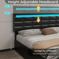 thumbnail image 6 of Afuhokles Full Bed Frame, Leather Platform Bed with Storage Drawers and Charging Station, Upholstered LED Bed Frame with Adjustable Headboard, Black, 6 of 8