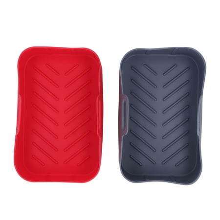 

Fryers Silicone Pot Reusable 450℉ Heat Resistant Rectangle Fryer Basket For Home Kitchen Red And Gray