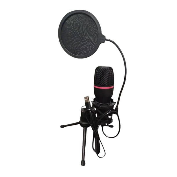 Micrófono de estudio USB, micrófono profesional para juegos de PC, con trípode, condensador omnidireccional para computadora, para grabar