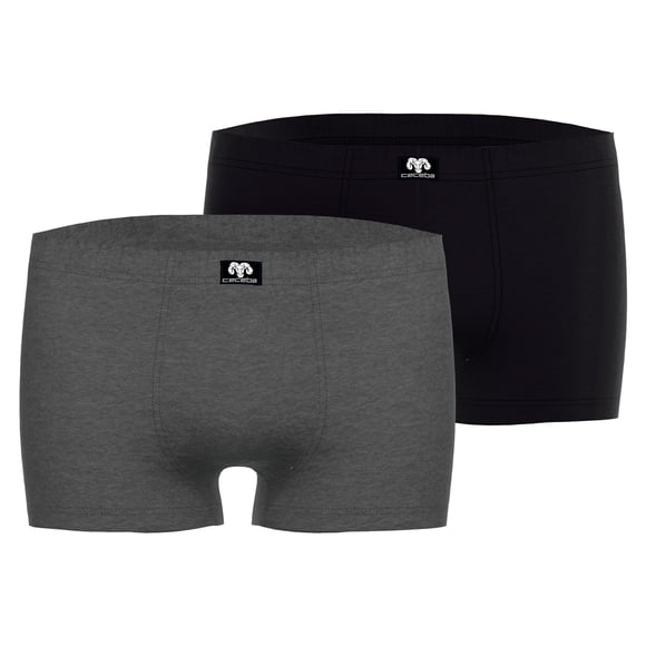 CECEBA Calzoncillos bóxer para hombre, pack de 2 - Convex, ropa interior, logotipo, unicolor Negro/Gris 3XL (XXX-Large)