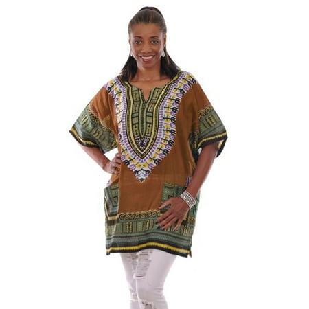 Traditional Square Top - Bronze Brown Traditional African Print Dashiki Top