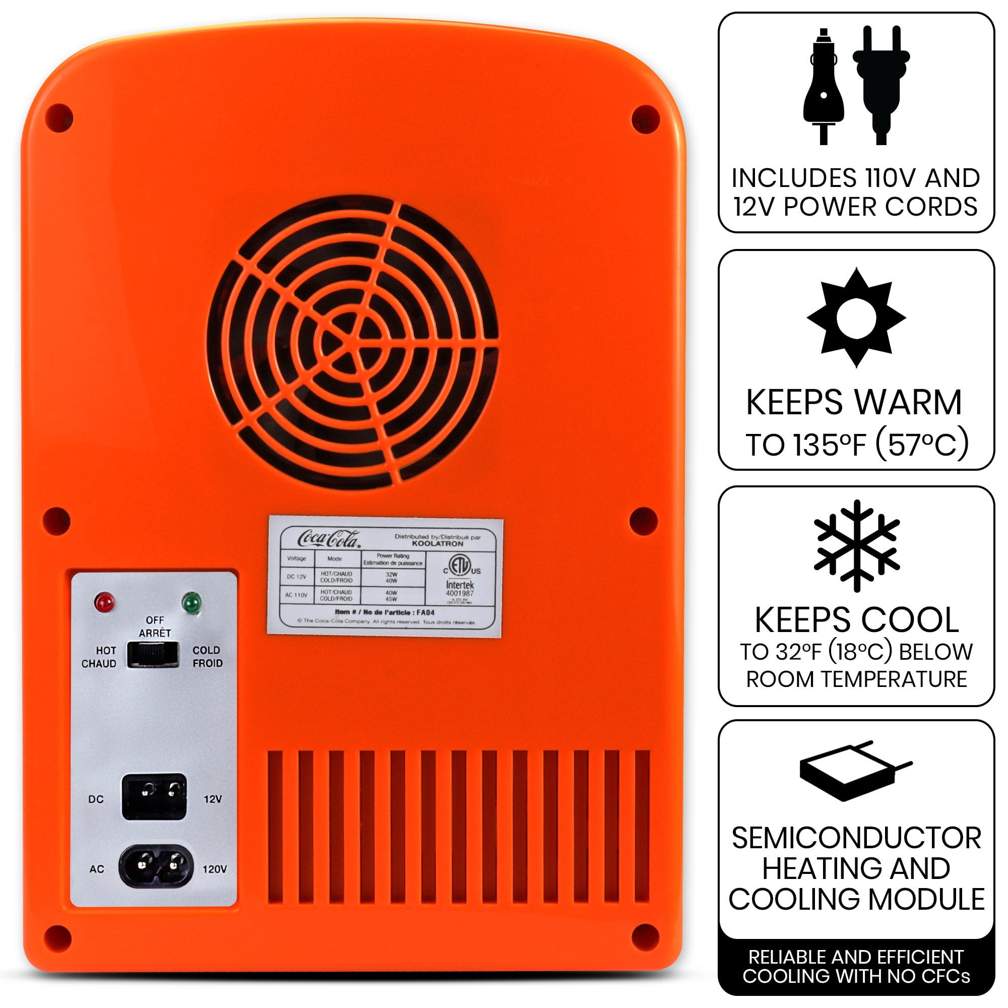 Coca-Cola Fanta 4L Mini Cooler Warmer 12V DC and 110V AC Cords, 6 Can Portable Mini Fridge, Personal Travel Refrigerator for Travel ,Orange