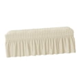 thumbnail image 5 of Long Bench Cover Seersucker Bench Cover Soft Removable with Skirt Piano Bench Cushion Cover Rectangle Stool Covers for Hotel Kitchen Bedroom Beige, 5 of 8