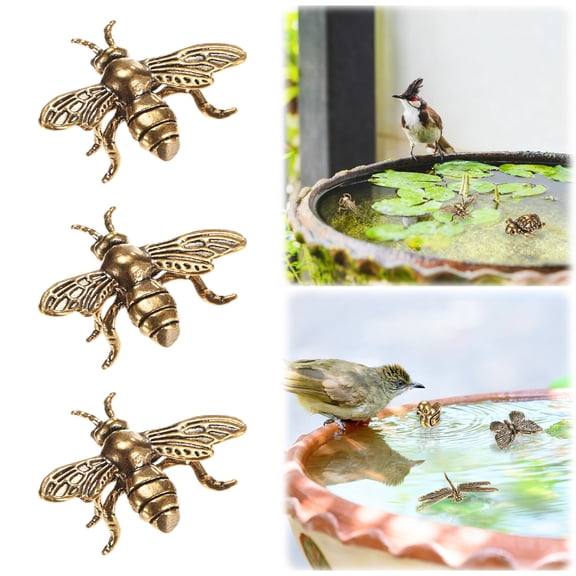3-Pack Bird Bath Copper Disk, Mini Bird Bath Copper Ornaments for Outdoor Birdbaths/ Bowl Decor