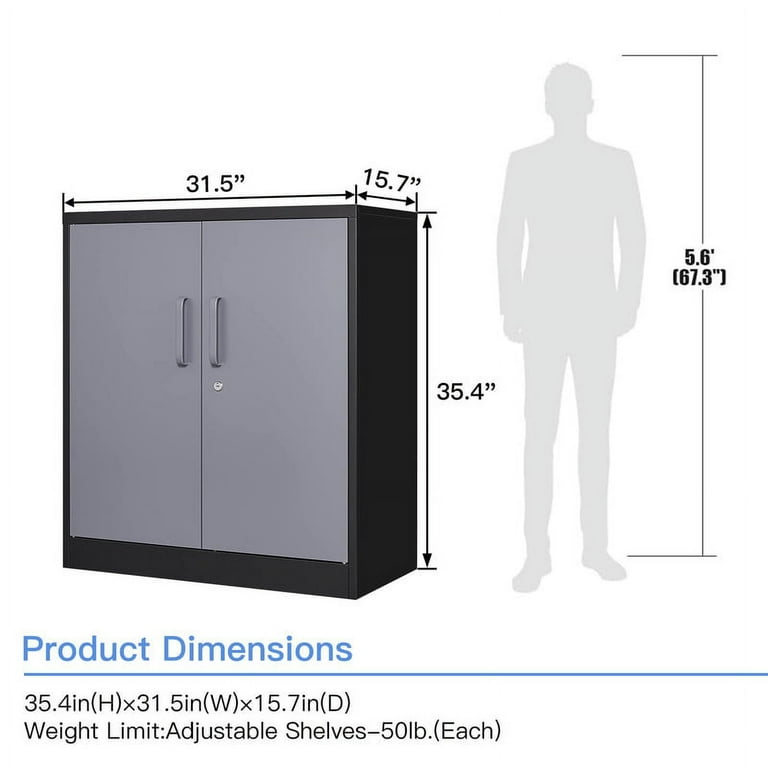 Fesbos 2 Door Metal Storage Cabinet with Locking Doors Adjustable Shelves for Garage Office and Home Walmart