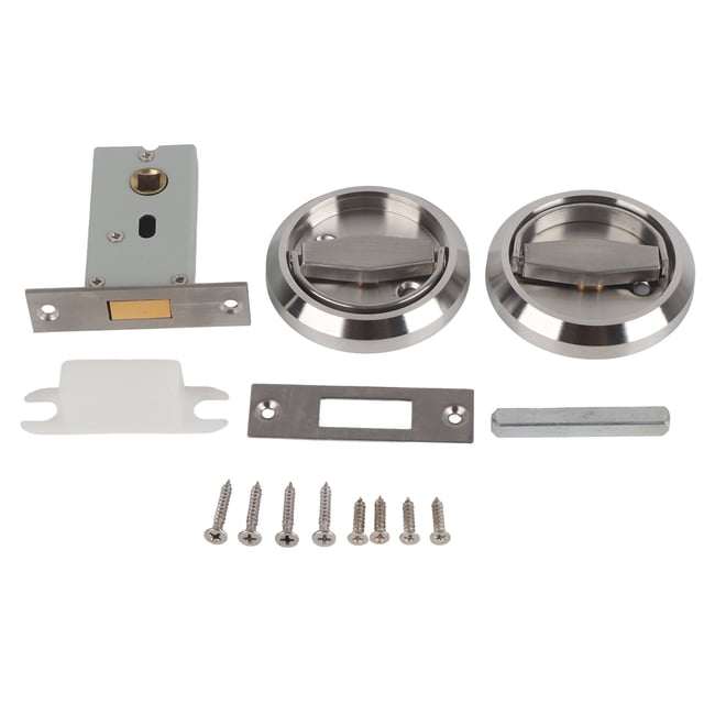 Cerradura de puerta con manija de anillo de acero inoxidable 304 de doble cara para baño doméstico (plata (con cerradura))