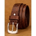 thumbnail image 5 of Catelles Premium Men's Genuine Leather Pin Buckle Camel Belt, Made of Top-Grain Cowhide, Durable and Fashionable Gift by Box&For waist 48 Width 1.5in(3.8cm), 5 of 7