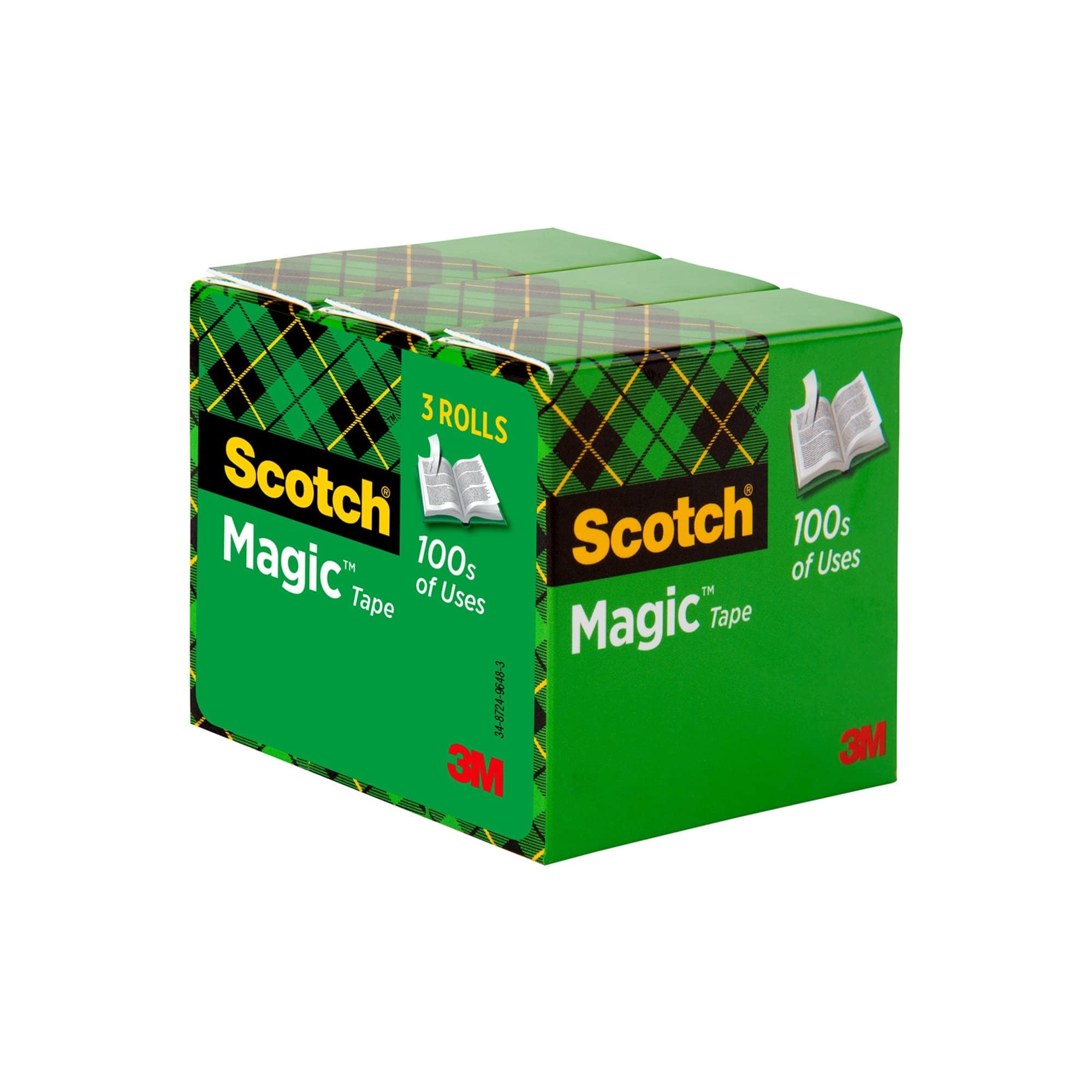 Scotch Magic Tape 1" x 2592" 3" Core 3/Pack, Clear
