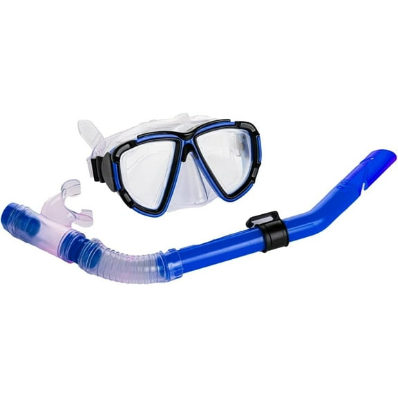 Endless EL1015 Snorkel Mask with Dry Top Breathing System | Blue | Material : Silicon, Plastic | With Anti-Fog and UV Protection | Diving Mask with Waterproof Equipment for Adults and Children