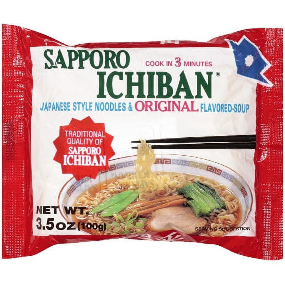 (10 pack) Sapporo Ichiban Original Flavored Soup Japanese Style Noodles, 3.5 oz Bag
