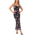 thumbnail image 2 of INSPIRE CHIC Women's Floral Maxi Dress Mesh Sleeveless Bodycon Cocktail Dress XS Black, 2 of 6
