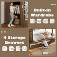 thumbnail image 5 of Bellemave Twin Over Twin Bunk Bed with 4 Storage Drawers and Wardrobe, Solid Wood Kids Bunk Beds Frame with Shelf, No Box Spring Needed (Brown), 5 of 9