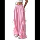 thumbnail image 2 of Pantalones Deportivos Anchos para Mujer, Cintura Elástica, Holgados e Informales con Bolsillo, para Salir. Rosa L, 2 of 9