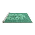 thumbnail image 2 of Ahgly Company Machine Washable Indoor Rectangle Medallion Turquoise Blue Traditional Area Rugs, 2' x 3', 2 of 4