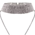 thumbnail image 2 of Collier à Franges en Strass Collier Large Multi-Couches Colliers Chaîne à Franges pour Femmes Filles - Argent, 2 of 6