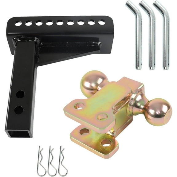 LABLT Adjustable Trailer Hitch Dual Ball Mount Replacement for 2-Inch Receiver, 2 and 2-5/16-Inch Balls, 14,000 LBS, 6 Inch Drop, 5-1/4 Inch Rise