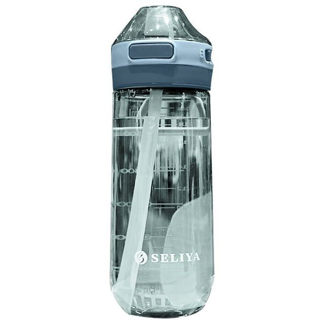 Large Capacity Fitness Sports Water Bottle With Straw Cup With Straw Cup With Graduated Flat Spout, Edibility Grade Plastic, Leakproof Popup Cap, For Gym, Outdo