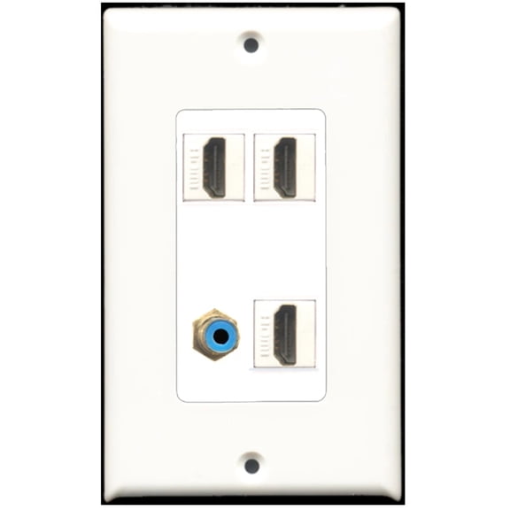 Ultra Spec Cables 3 Port HDMI 1 Port RCA Blue Wall Plate DecorZ