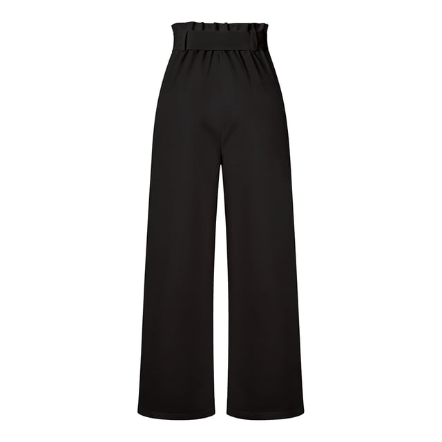 Pantalones de tela para mujer, pantalones palazzo de cintura alta, pantalones casuales anchos, pantalones de traje, pantalones elegantes tipo paperbag