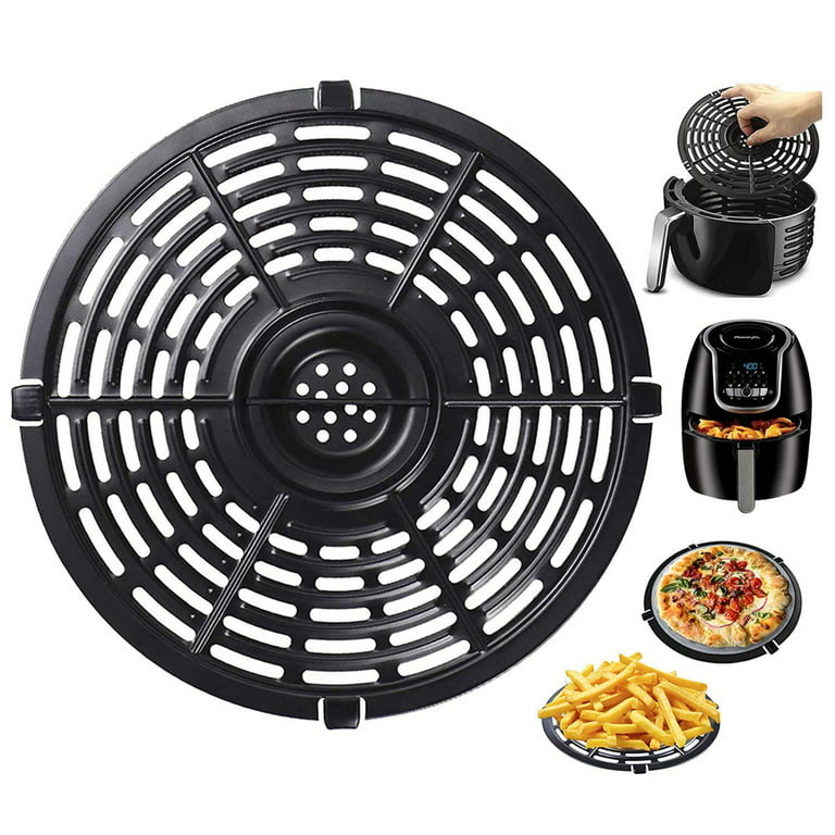 Air Fryer Replacement Parts, 2QT Round Non-Stick Air Fryer Grill Pan Tray  Rack with Rubber Feet, Grill Plate Crisper Plate for Air Fryer Accessories