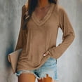 thumbnail image 2 of Diufon Womens Pullover Tops Casual Loose Solid Color Blouses V Neck Long Sleeve Breathable Tops, 2 of 4