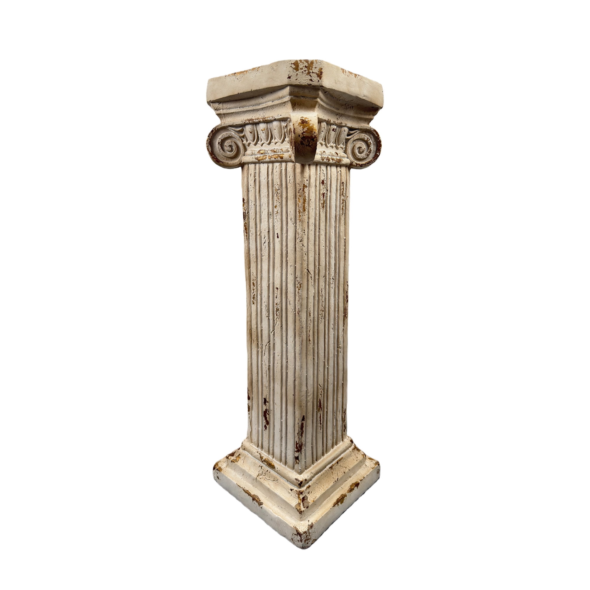 38.18'' Roman Column Pedestal Plant Stand with Base, Greek Style Pillar Sculpture Magnesium Oxide Decorative Stand for Indoor Outdoor Garden Patio Wedding Party Display,Antique White