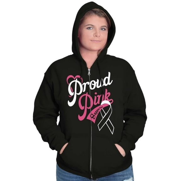 Supporter Breast Cancer Awareness BCA Zip Hoodie Sweatshirt Women Brisco Brands S