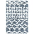 thumbnail image 3 of Hauteloom Promp Shaggy Farmhouse Small Area Rug - Bohemian Moroccan Trellis High Plush Pile - Shag Carpet - Blue, White, Denim - 2' x 2'11", 3 of 10