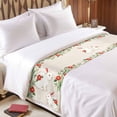 thumbnail image 3 of Floral Rabbits Bed Runner for Cal King Size Bed, Japanese Red Floral Rabbit Linen Texture Soft Bedding Scarf Bedding Protector Slipcover Sofa Throw for Bedroom Hotel Guesthouse, 3 of 8