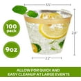 thumbnail image 2 of Tobvory 100 Pack Gold Rimmed Plastic Cups - 9 oz Hard Clear Cups, Premium Disposable Cup For Cocktail And Drinking Food Grade Party Set Sturdy Tumbler Rim, 2 of 4