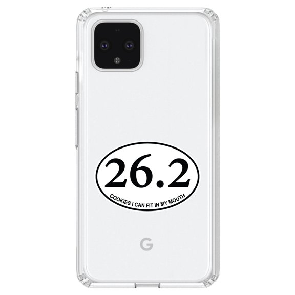 DistinctInk Clear Shockproof Hybrid Case for Google Pixel 4 (6.1" Screen) - TPU Bumper Acrylic Back Tempered Glass Screen Protector - 26.2 - Cookies I Can Fit In My Mouth
