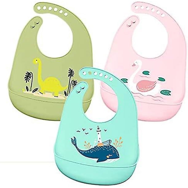 Babero de silicona YONGSHENG impermeable para alimentar alimentos para bebés con recipiente de goteo