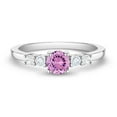 thumbnail image 1 of 925 Sterling Silver Size 2 Shiny Pink & Clear Round Cubic Zirconia Ring Bands, 1 of 6