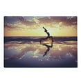 thumbnail image 1 of Yoga Cutting Board, Woman Practicing Yoga on Beach Sunset Dramatic Sky Water Reflection Image, Decorative Tempered Glass Cutting and Serving Board, Large Size, Yellow Blue Dark Brown, by Ambesonne, 1 of 1