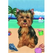 Yorkie Puppy Cut - Tomoyo Pitcher Summer Beach Garden Flag