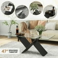 thumbnail image 5 of Gymax 47'' Rectangle Glass Coffee Table w/ Tempered Glass Tabletop & Geometric, 5 of 10