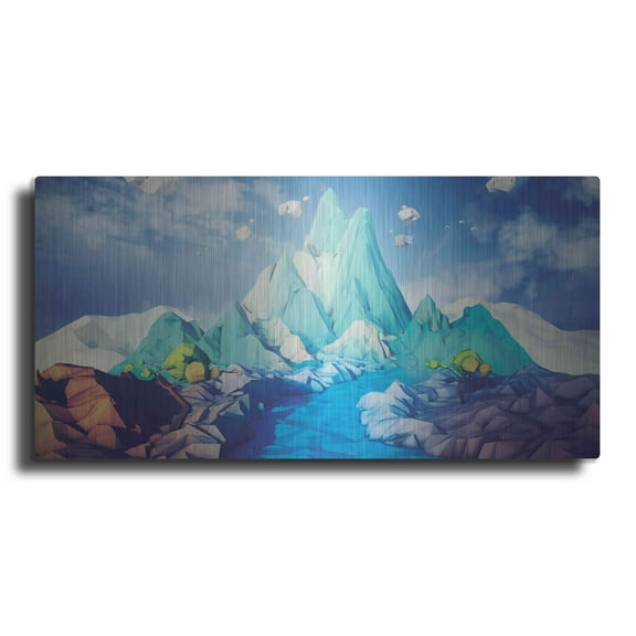 Luxe Metal Art 'Lonely Mountain' by Jonathan Lam, Metal Wall Art, 48"x24"