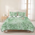 thumbnail image 3 of Quilts Queen Size Bedding Set, Coral Branches Lightweight Quilted Comforter, Sage Green Boho Modern Abstract Art Soft Reversible Bedspread Coverlet with Pillow Covers for All Season, 90" x 96", 3 of 9