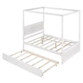thumbnail image 4 of Full Size Canopy Bed with Twin Size Trundle, Wood Platform Bed with Headboard & Footboard and Slat Support,for Kids, Teens, Adults, No Box Spring Needed, 4 of 7