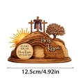 thumbnail image 4 of Wooden Easter Ornament with Scripture – 2D Hollow Design Depicting Resurrection Scene, Tabletop Display for Home Décor, Christian Religious Gift, 4 of 7