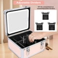 thumbnail image 2 of Makeup Box with Led Mirror,Travel Train Hard Case with Rechargeable Lighted Mirror Adjustable Dividers,Cosmetic Organizer Storage Bag for Makeup Artists,Appropriate Gift for Women and Girls,Pink, 2 of 14