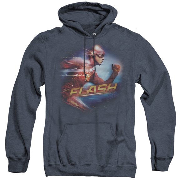 The Flash Fastest Man Adult Heather Hoodie Sweatshirt Navy