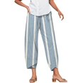thumbnail image 1 of Pantalones jogger mujer Gibobby Pantalones palazzo holgados cómodos de lino de algodón recortados con estampado de verano con bolsillos Azul XXL, 1 of 4